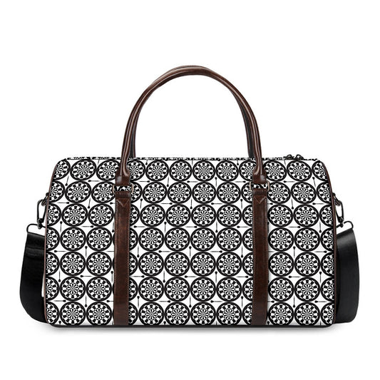Black And White Dartboard Pattern Print Duffle Bag