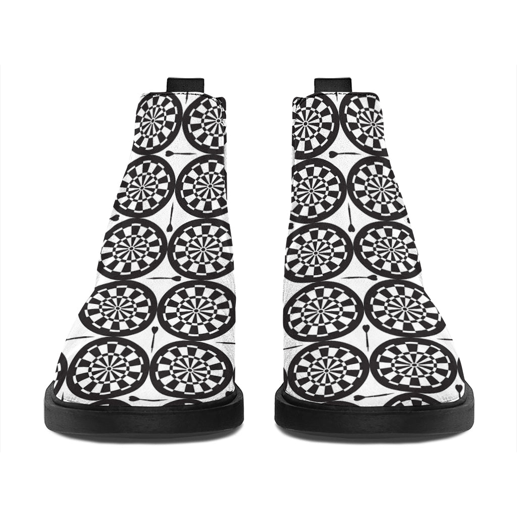 Black And White Dartboard Pattern Print Flat Ankle Boots