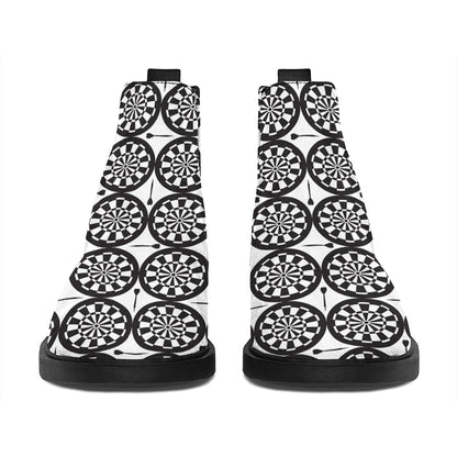 Black And White Dartboard Pattern Print Flat Ankle Boots
