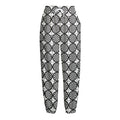 Black And White Dartboard Pattern Print Fleece Lined Knit Pants