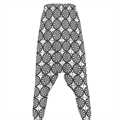 Black And White Dartboard Pattern Print Hammer Pants
