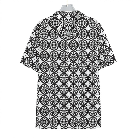 Black And White Dartboard Pattern Print Hawaiian Shirt