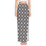 Black And White Dartboard Pattern Print High Slit Maxi Skirt