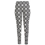 Black And White Dartboard Pattern Print High-Waisted Pocket Leggings