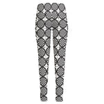 Black And White Dartboard Pattern Print High-Waisted Pocket Leggings