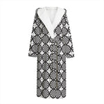 Black And White Dartboard Pattern Print Hooded Bathrobe