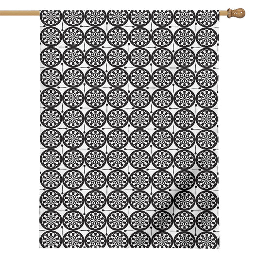 Black And White Dartboard Pattern Print House Flag