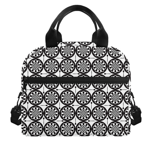 Black And White Dartboard Pattern Print Insulated Lunch Bag