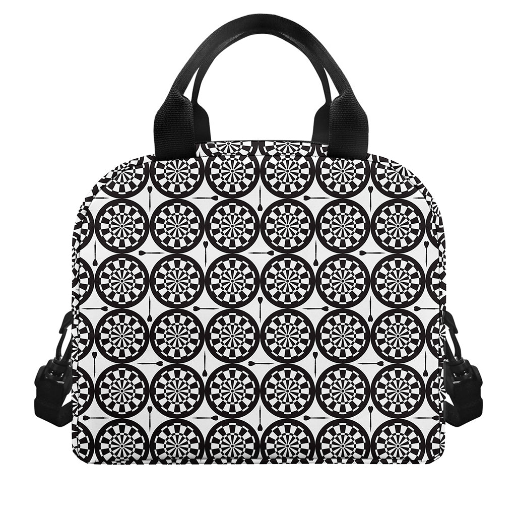 Black And White Dartboard Pattern Print Insulated Lunch Bag