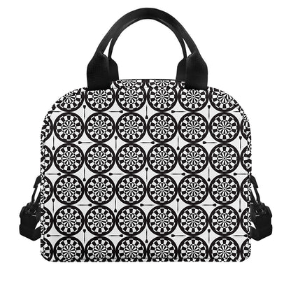 Black And White Dartboard Pattern Print Insulated Lunch Bag