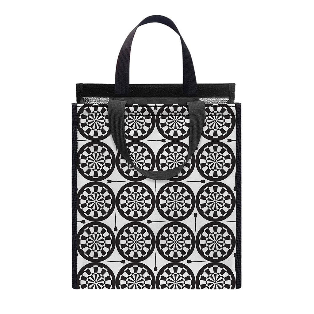 Black And White Dartboard Pattern Print Insulated Lunch Tote