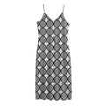 Black And White Dartboard Pattern Print Jersey Midi Cami Dress