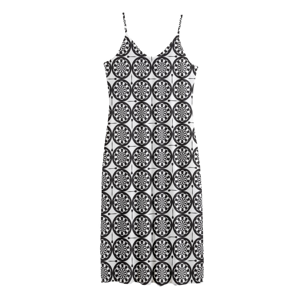 Black And White Dartboard Pattern Print Jersey Midi Cami Dress