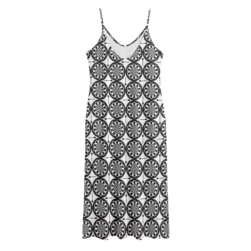 Black And White Dartboard Pattern Print Jersey Midi Cami Dress