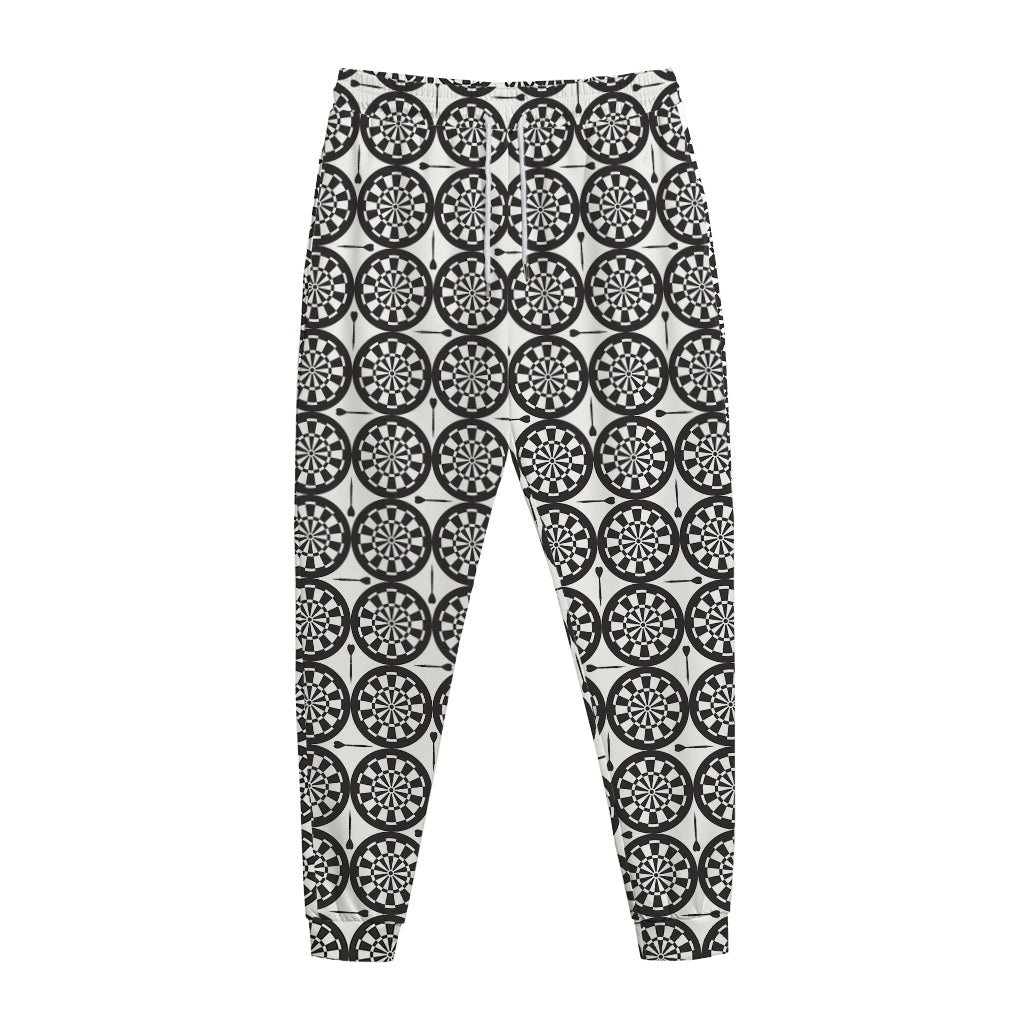 Black And White Dartboard Pattern Print Jogger Pants