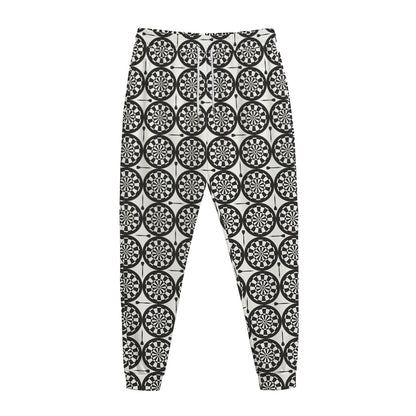 Black And White Dartboard Pattern Print Jogger Pants
