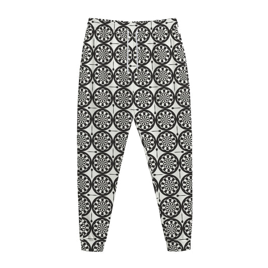 Black And White Dartboard Pattern Print Jogger Pants