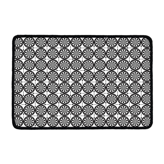 Black And White Dartboard Pattern Print Kitchen Mat