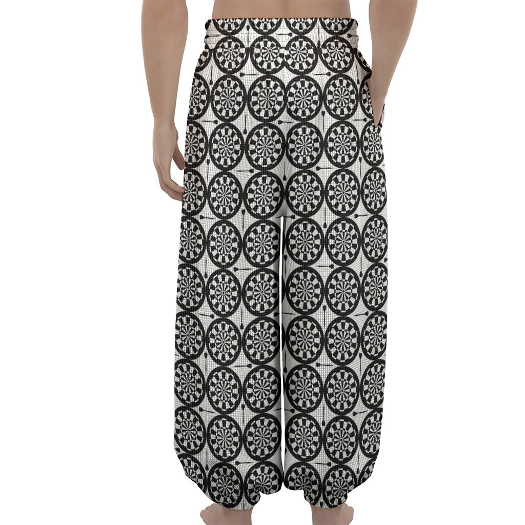 Black And White Dartboard Pattern Print Lantern Pants