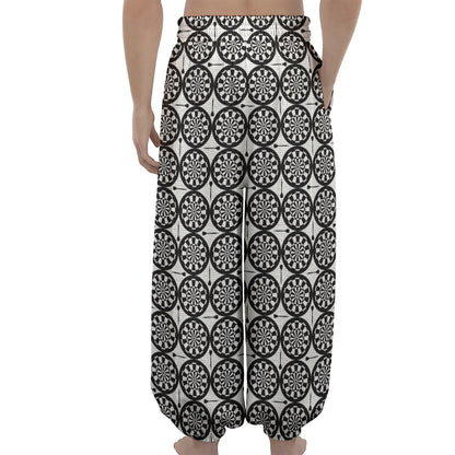 Black And White Dartboard Pattern Print Lantern Pants