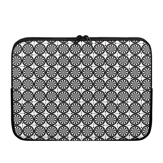 Black And White Dartboard Pattern Print Laptop Sleeve
