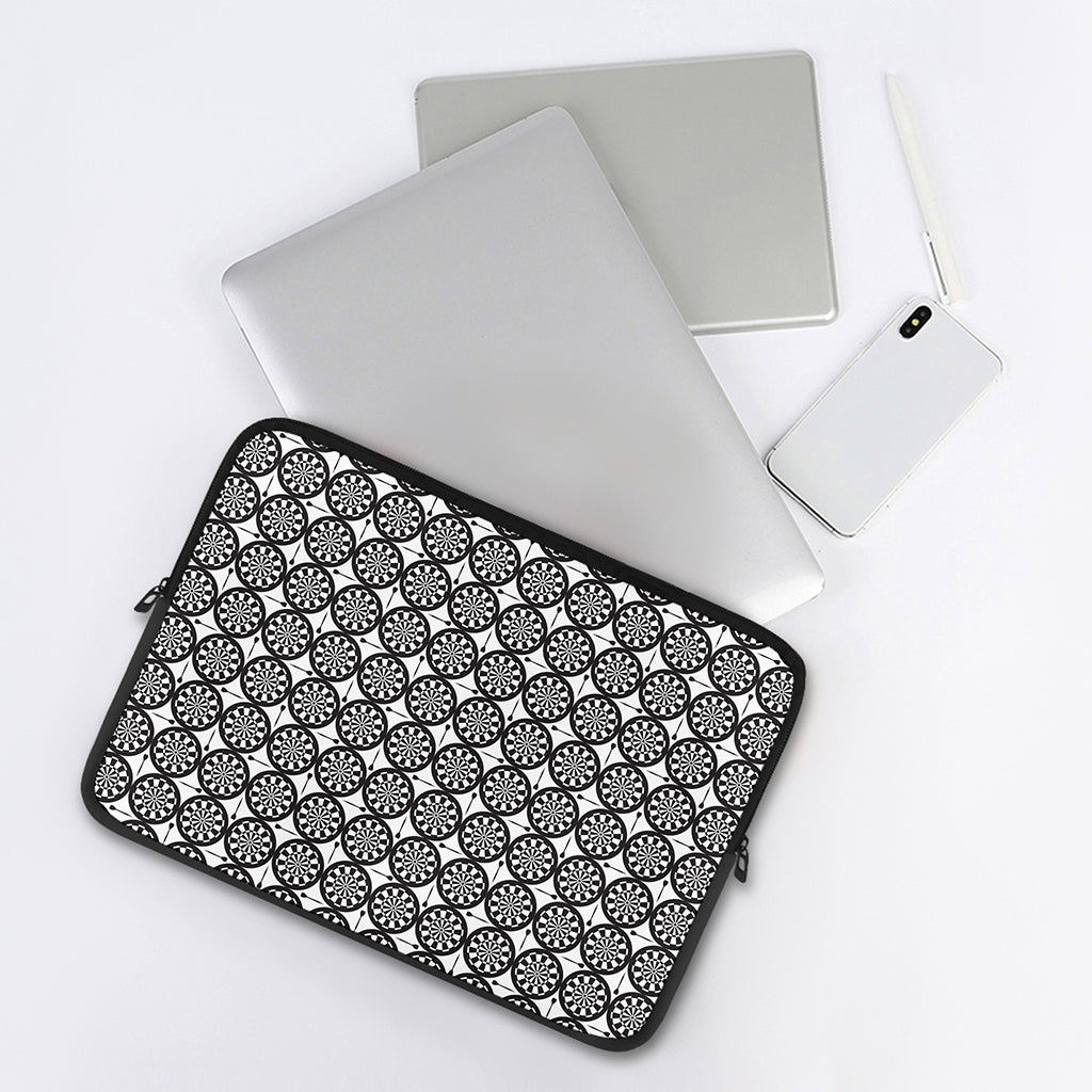 Black And White Dartboard Pattern Print Laptop Sleeve