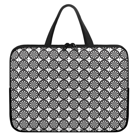 Black And White Dartboard Pattern Print Laptop Sleeve With Handle