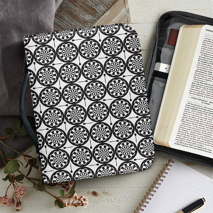 Black And White Dartboard Pattern Print Leather Bible Cover