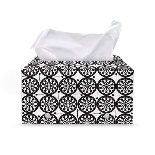 Black And White Dartboard Pattern Print Leather Tissue Box Cover