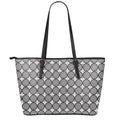 Black And White Dartboard Pattern Print Leather Tote Bag With Zipper