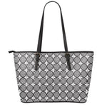 Black And White Dartboard Pattern Print Leather Tote Bag