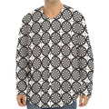 Black And White Dartboard Pattern Print Long Sleeve Baseball Jersey