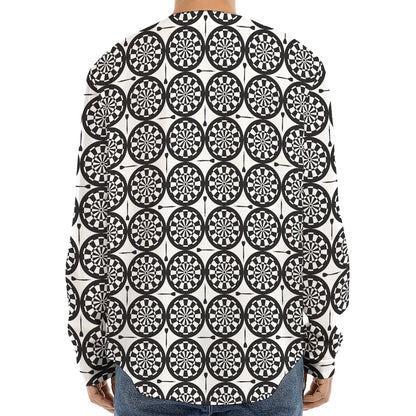 Black And White Dartboard Pattern Print Long Sleeve Baseball Jersey