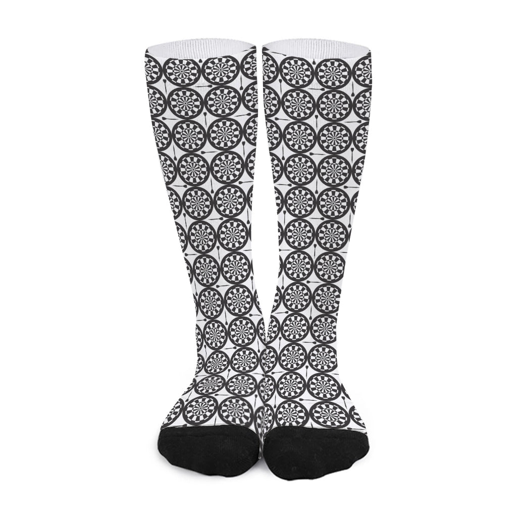 Black And White Dartboard Pattern Print Long Socks