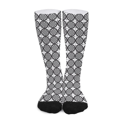 Black And White Dartboard Pattern Print Long Socks