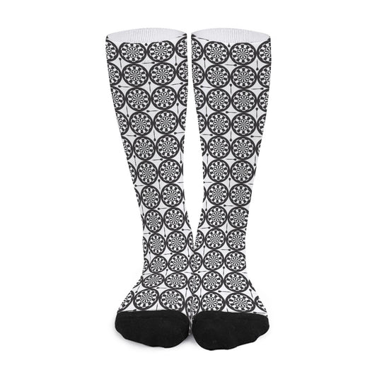 Black And White Dartboard Pattern Print Long Socks