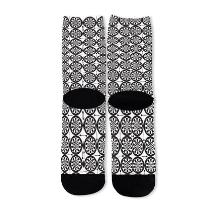 Black And White Dartboard Pattern Print Long Socks