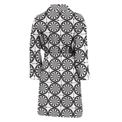 Black And White Dartboard Pattern Print Men's Bathrobe