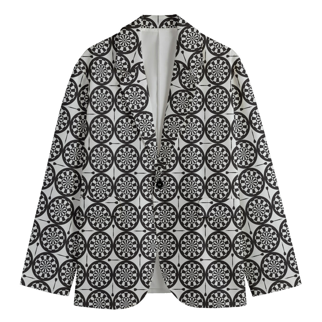 Black And White Dartboard Pattern Print Men's Cotton Blazer
