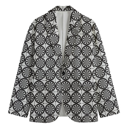 Black And White Dartboard Pattern Print Men's Cotton Blazer