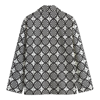 Black And White Dartboard Pattern Print Men's Cotton Blazer