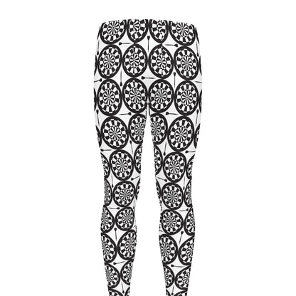 Black And White Dartboard Pattern Print Men's leggings