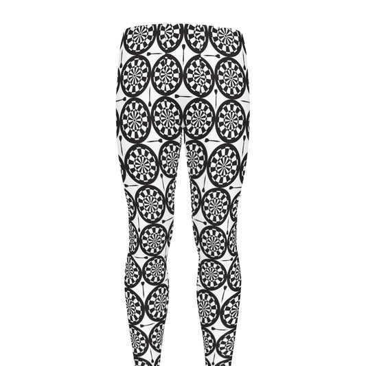 Black And White Dartboard Pattern Print Men's leggings