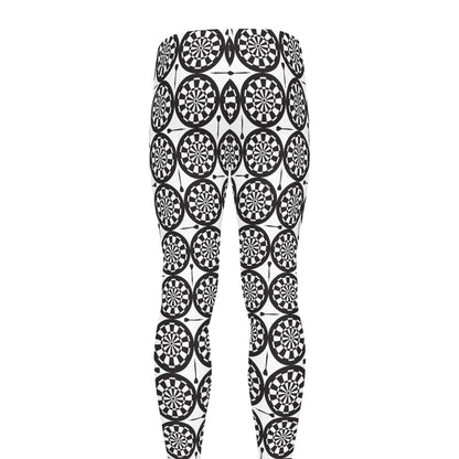 Black And White Dartboard Pattern Print Men's leggings
