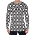 Black And White Dartboard Pattern Print Men's Long Sleeve T-Shirt