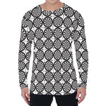 Black And White Dartboard Pattern Print Men's Long Sleeve T-Shirt