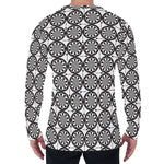 Black And White Dartboard Pattern Print Men's Long Sleeve T-Shirt