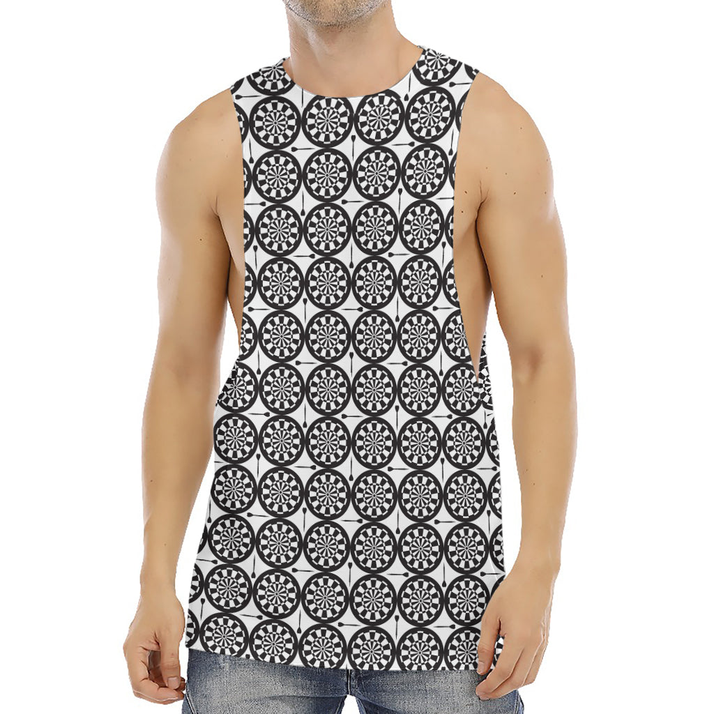 Black And White Dartboard Pattern Print Men's Muscle Tank Top