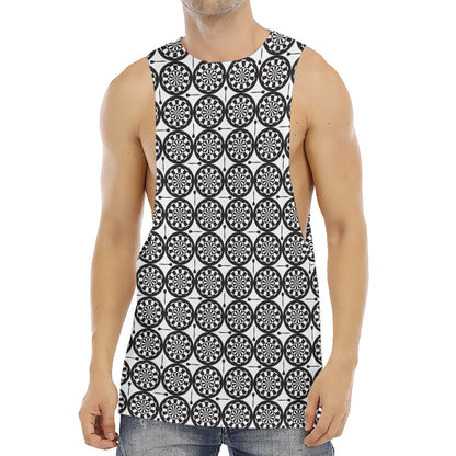 Black And White Dartboard Pattern Print Men's Muscle Tank Top