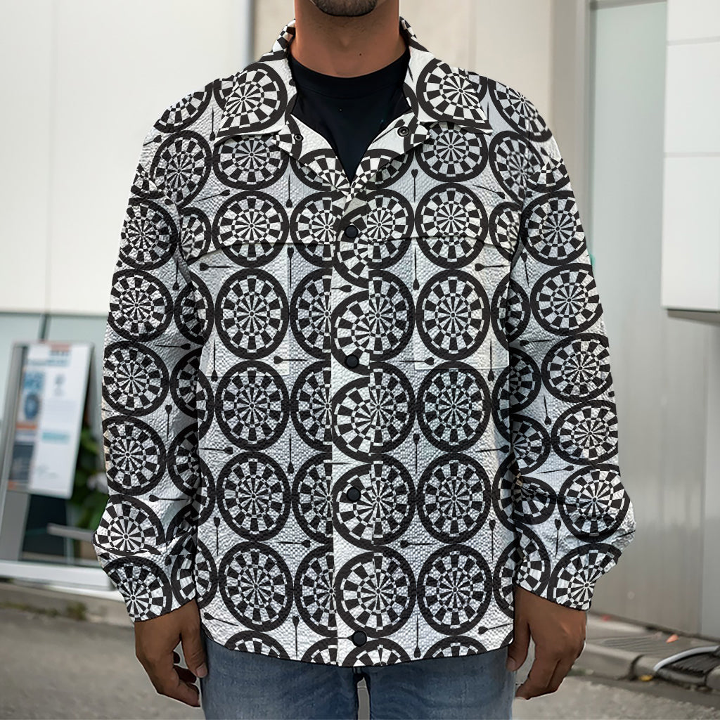 Black And White Dartboard Pattern Print Men's Shirt Jacket